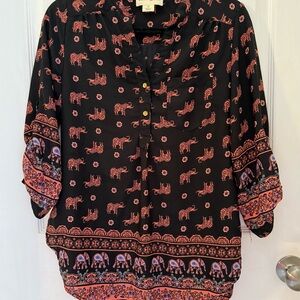 Wishful Park elephant Pattern Women's blouse beautiful size medium